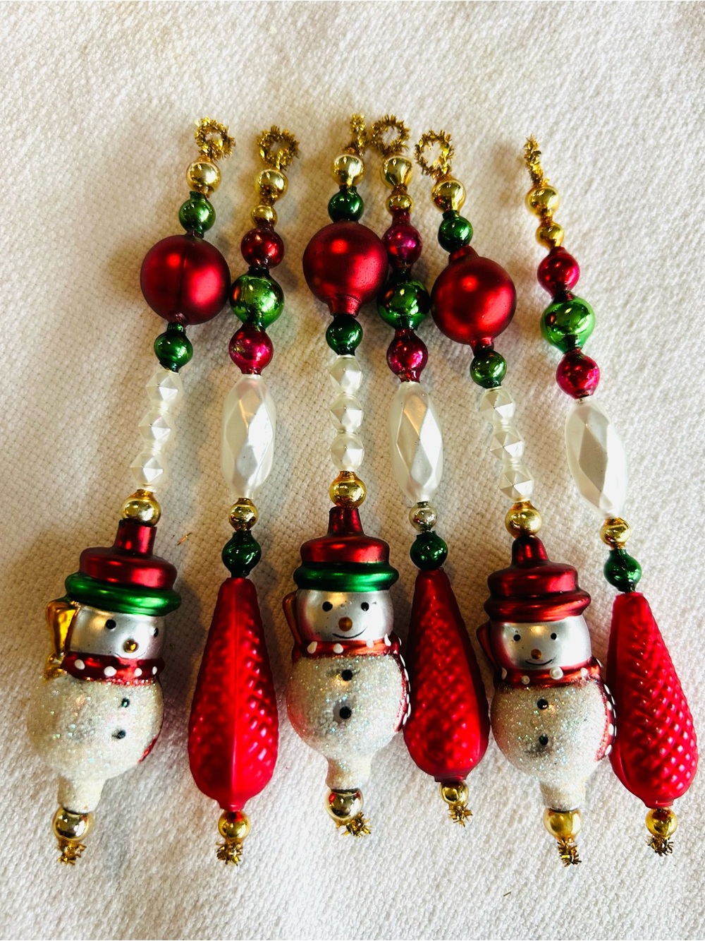 Vintage repurposed garland bead, icicle holiday Christmas ornaments